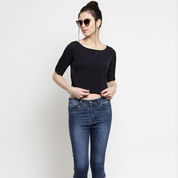 Forever 21 Tops - Size- S, Forever 21 black crop off-shoulder knitted top